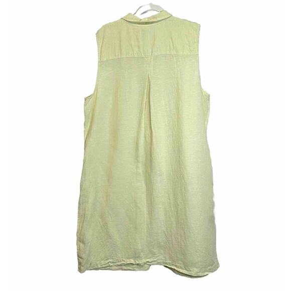 Liz Claiborne Womens Tank Top Yellow Size XXL Linen Blend Button Down Collard - Picture 4 of 9
